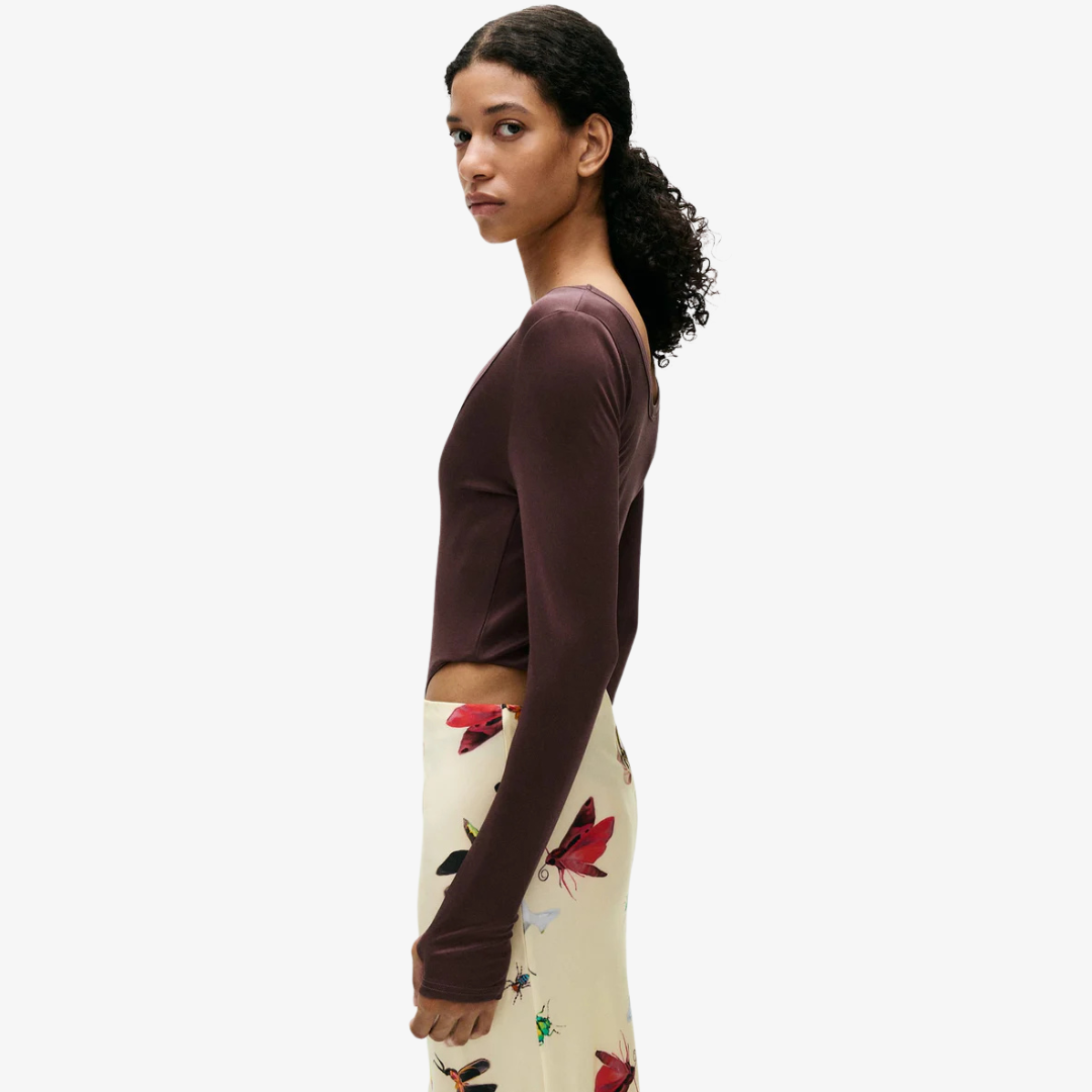 SILK LAUNDRY CUTAWAY LONG BODYSUIT