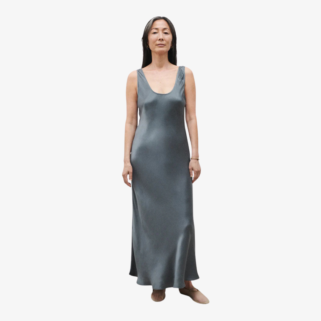 SILK LAUNDRY SCOOP NECK DRESS