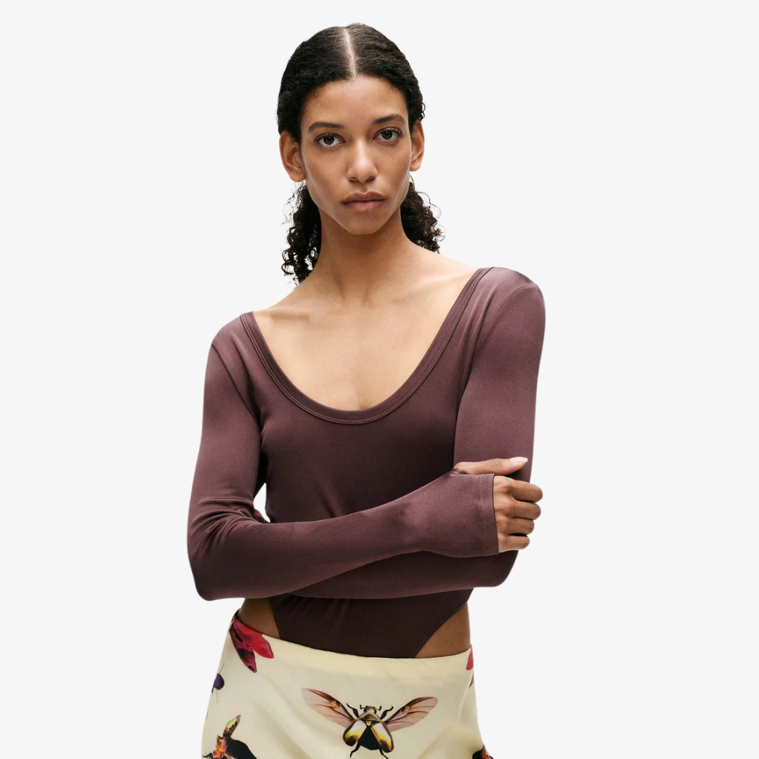 SILK LAUNDRY CUTAWAY LONG BODYSUIT
