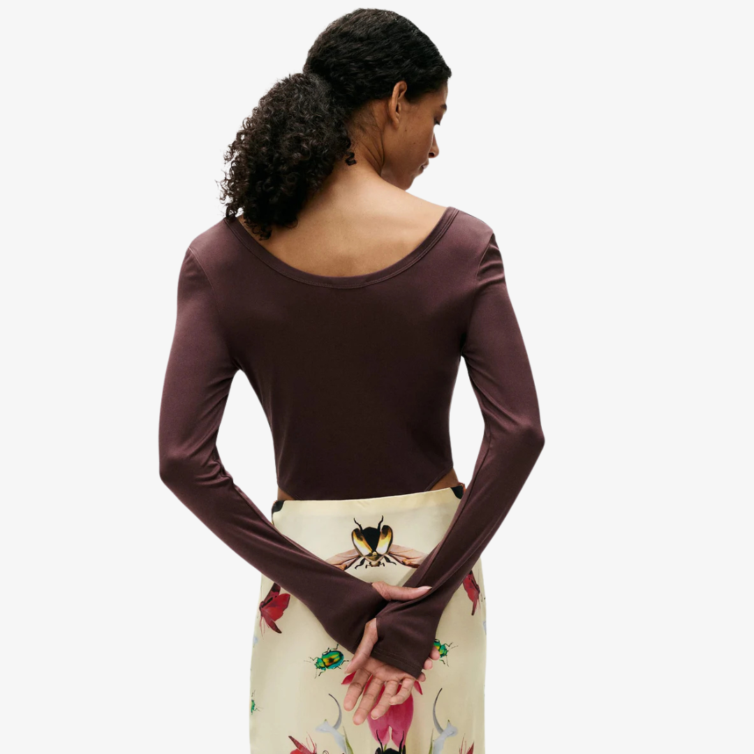 SILK LAUNDRY CUTAWAY LONG BODYSUIT
