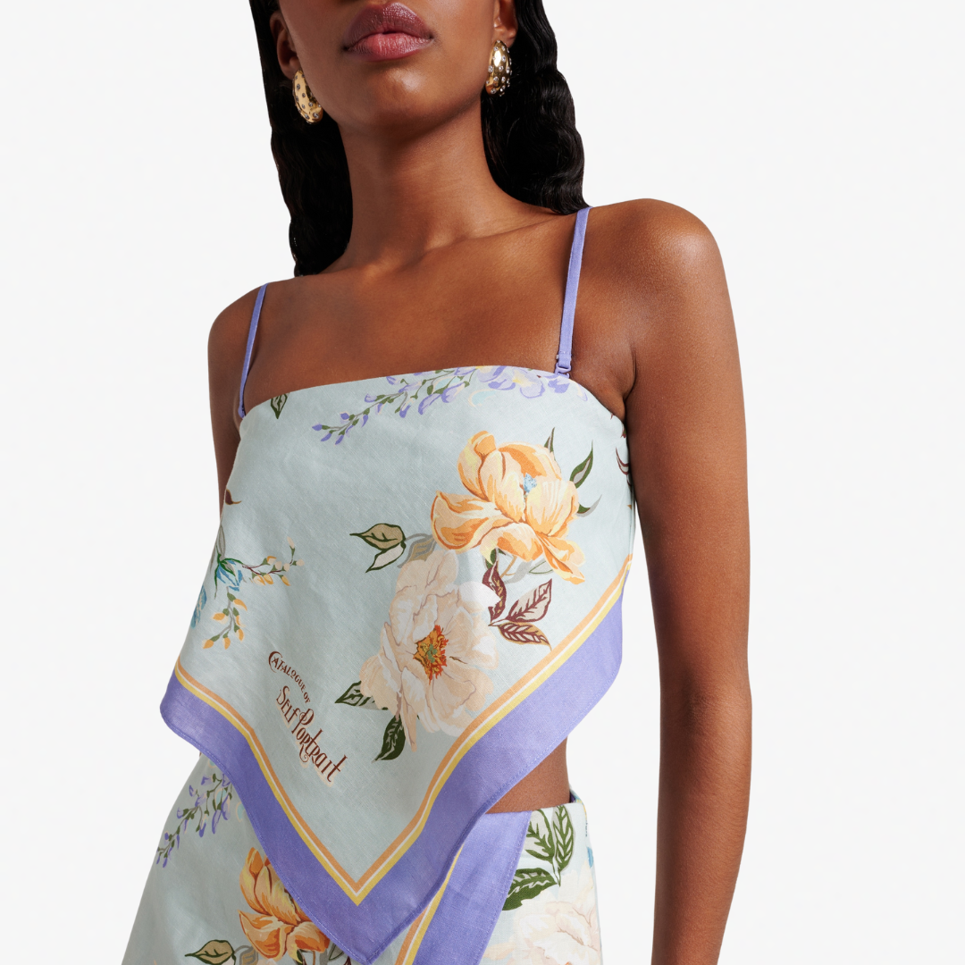 SELF PORTRAIT 142T FLORAL LINEN TOP