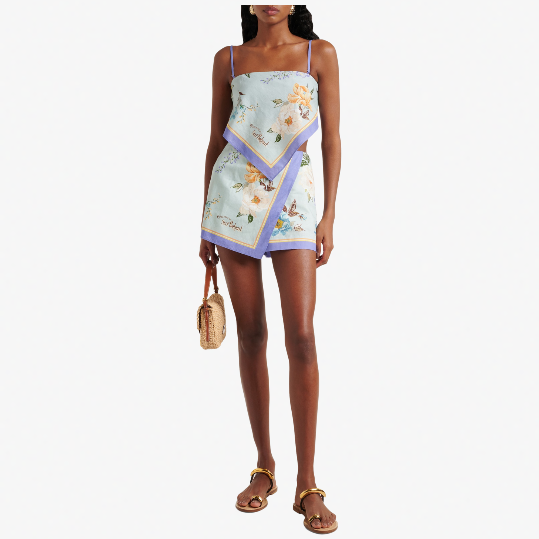 SELF PORTRAIT 142T FLORAL LINEN TOP