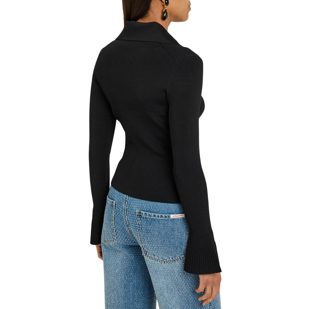 SELF PORTRAIT BLACK VISCOSE RIB