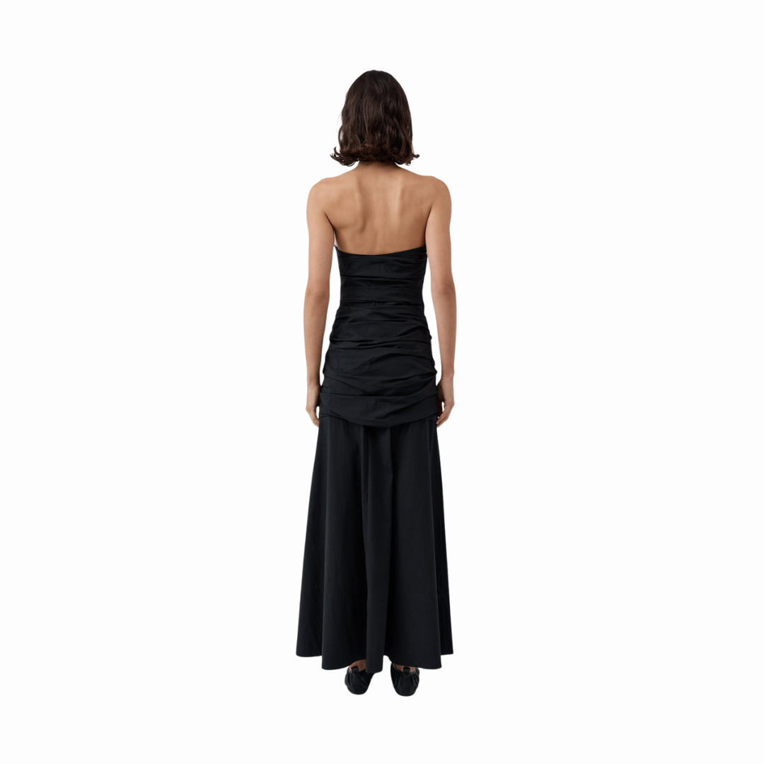 ST AGNI GATHERED STRAPLES DRESS