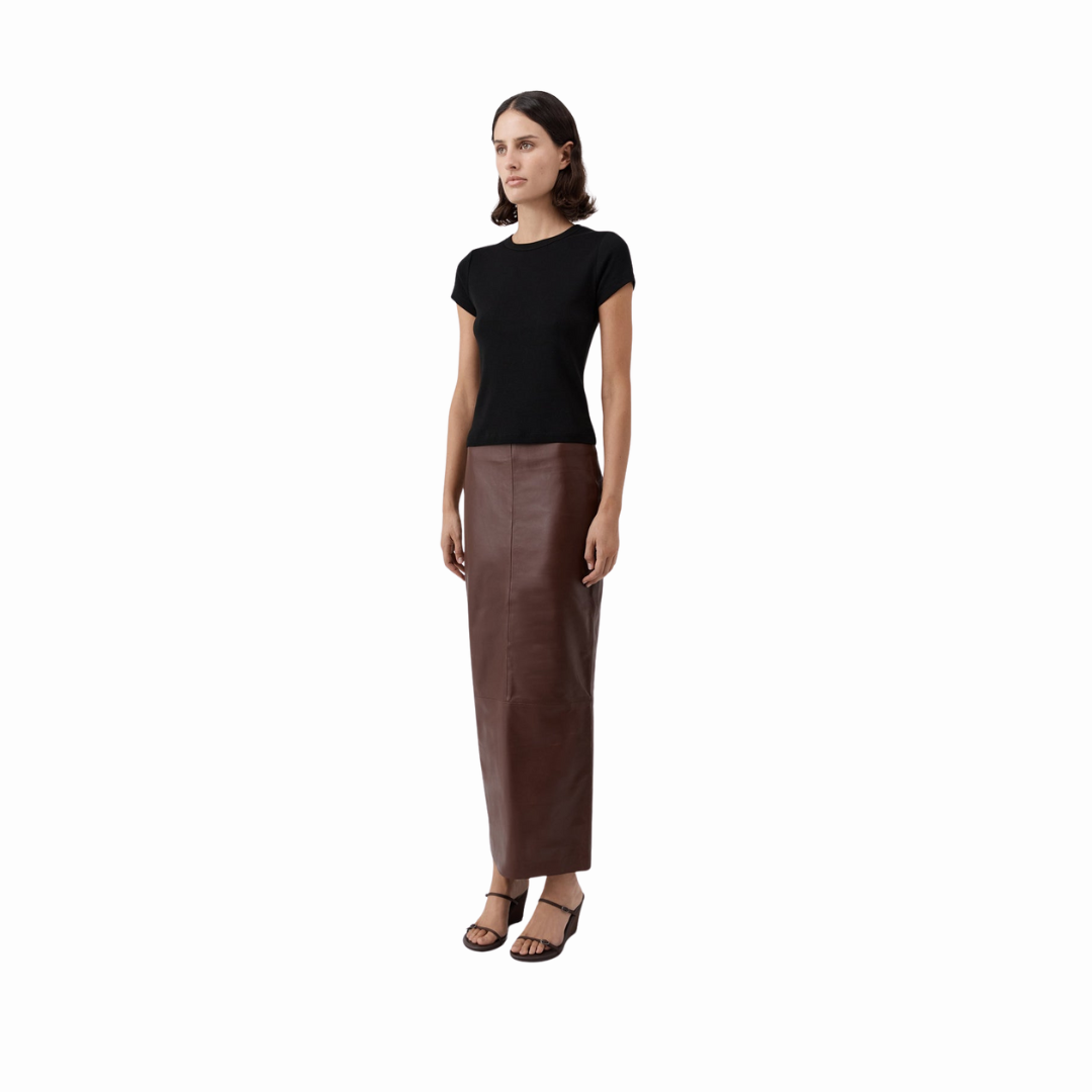 ST AGNI LEATHER COLUMEN SKIRT