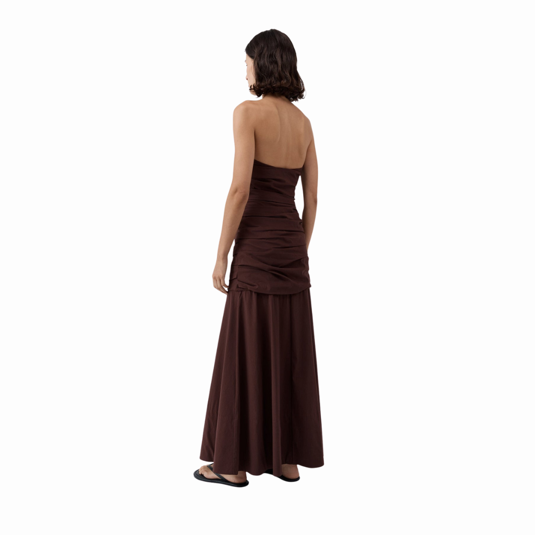 ST AGNI GATHERED STRAPLES DRESS