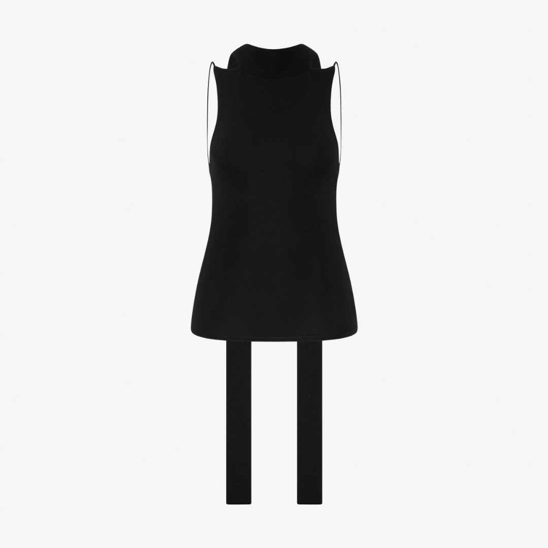 ST AGNI SS25-207BLK KNIT SCARF TOP