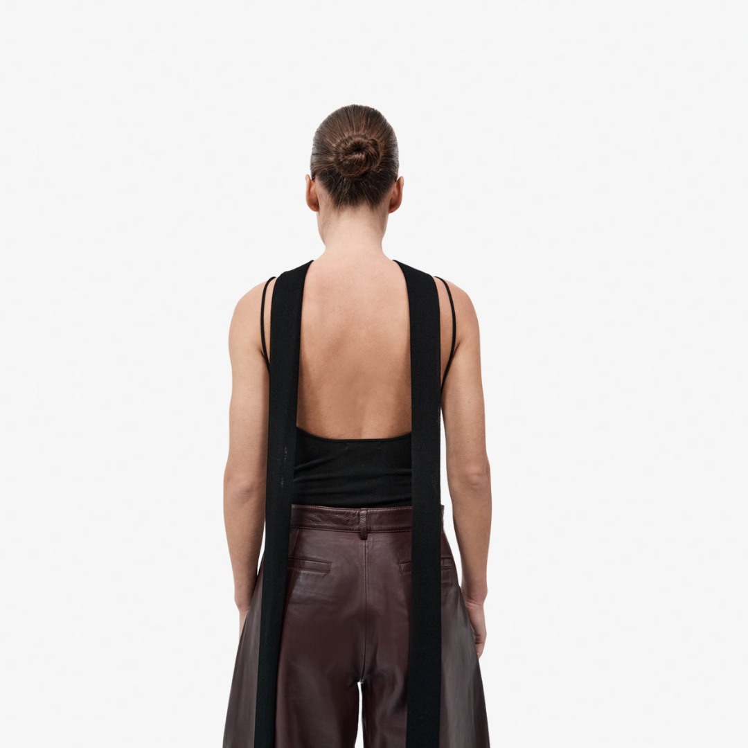 ST AGNI SS25-207BLK KNIT SCARF TOP