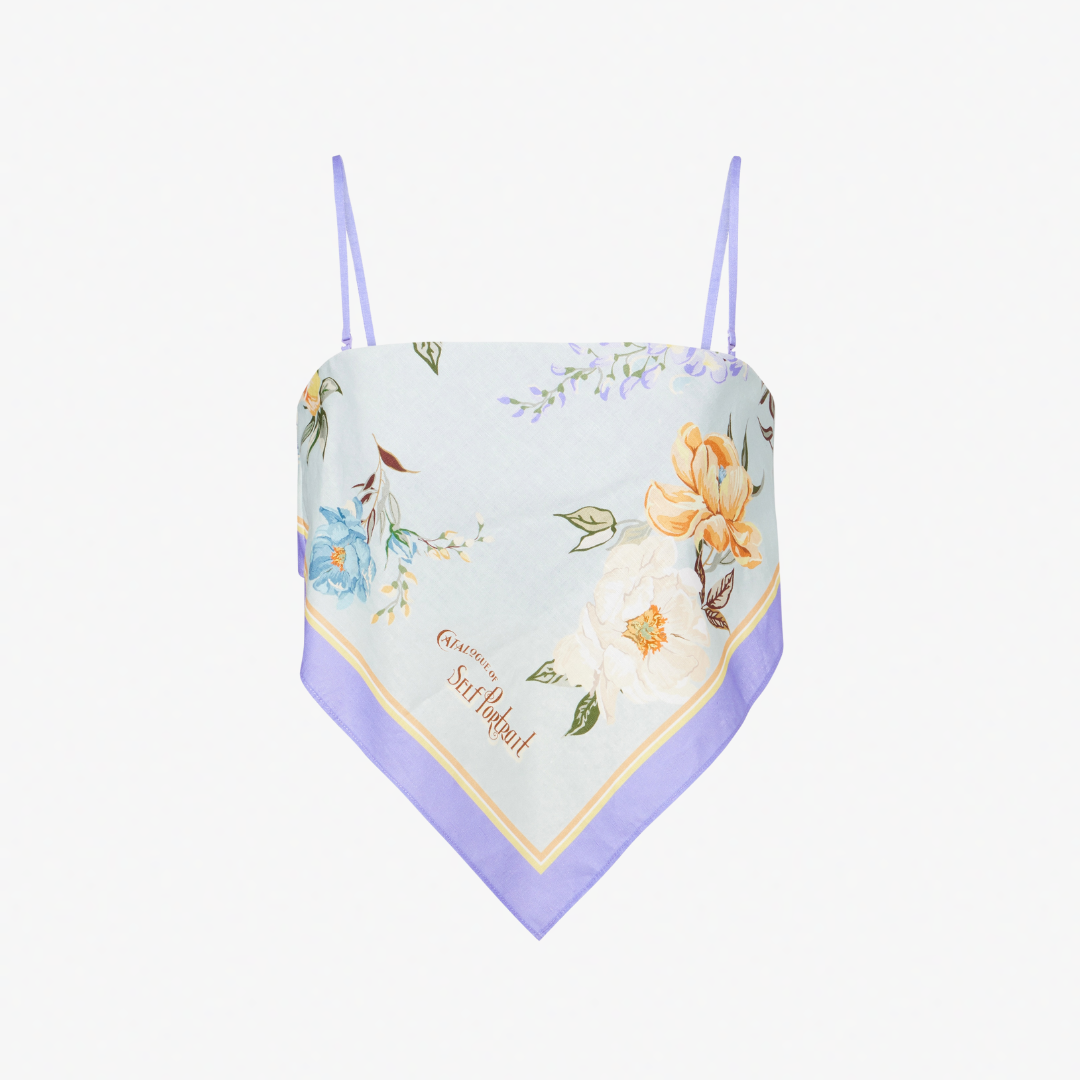 SELF PORTRAIT 142T FLORAL LINEN TOP