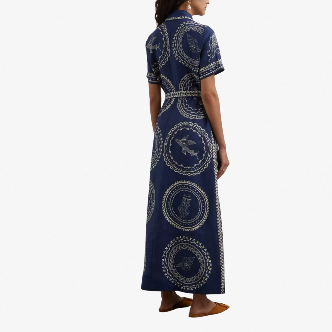 ALEMAIS OCEANE LINEN SHIRTDRESS