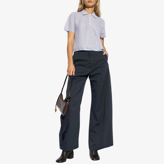 THEORY CROPPED POLO LINEN BLEND