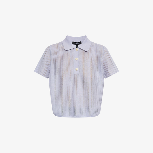 THEORY CROPPED POLO LINEN BLEND