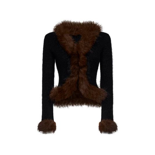 SELF PORTRAIT 148C-B FUR KNIT CARDI