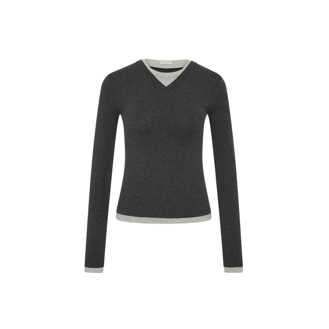ST AGNI ORGANIC V NECK DOUBLE TEE