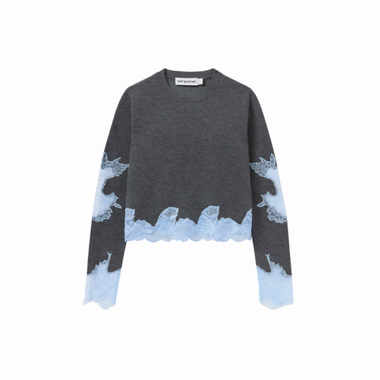 SELF PORTRAIT 083T LACE INSERT KNIT