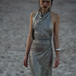 SELF PORTRAIT GREY RHINSTONE DRESS