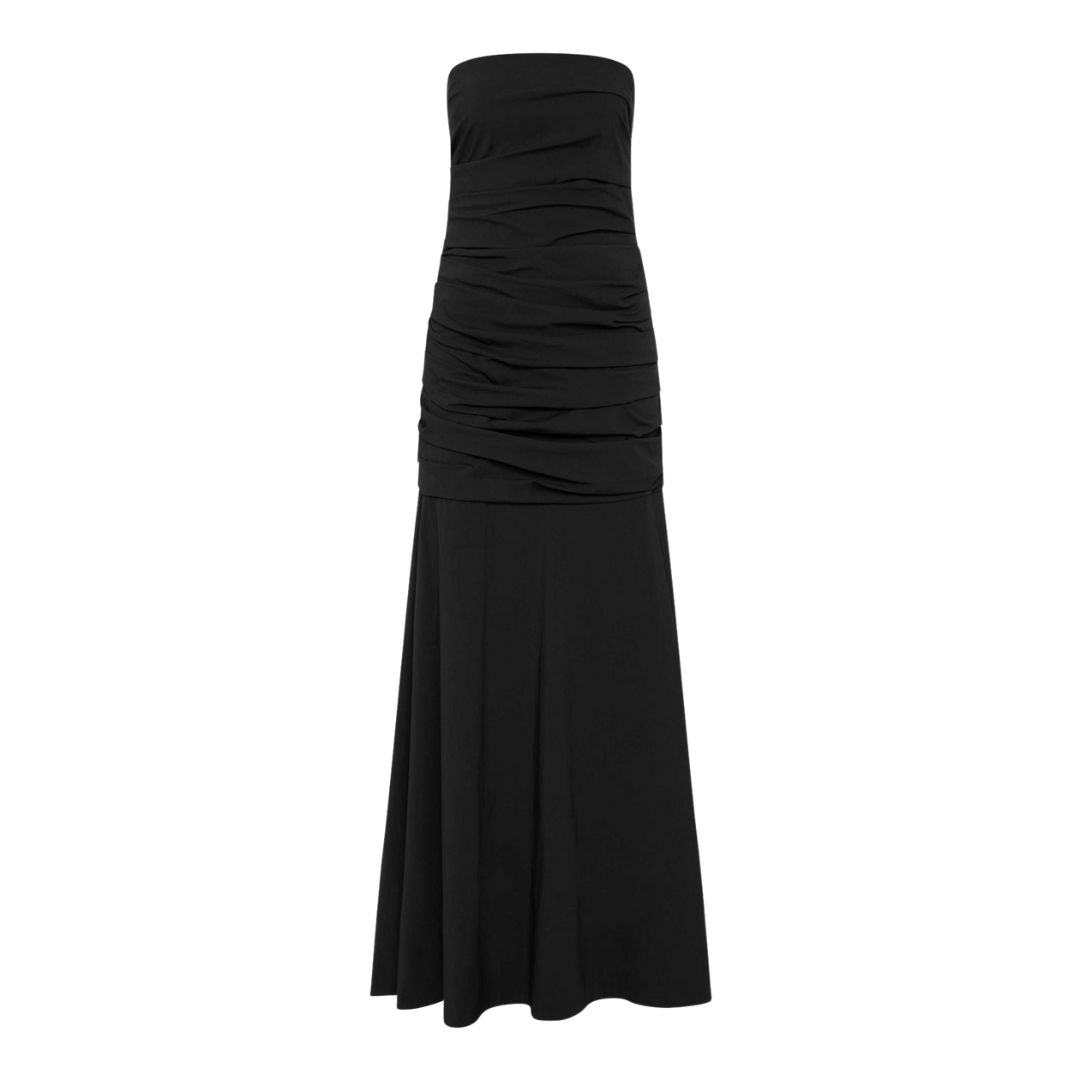 ST AGNI GATHERED STRAPLES DRESS