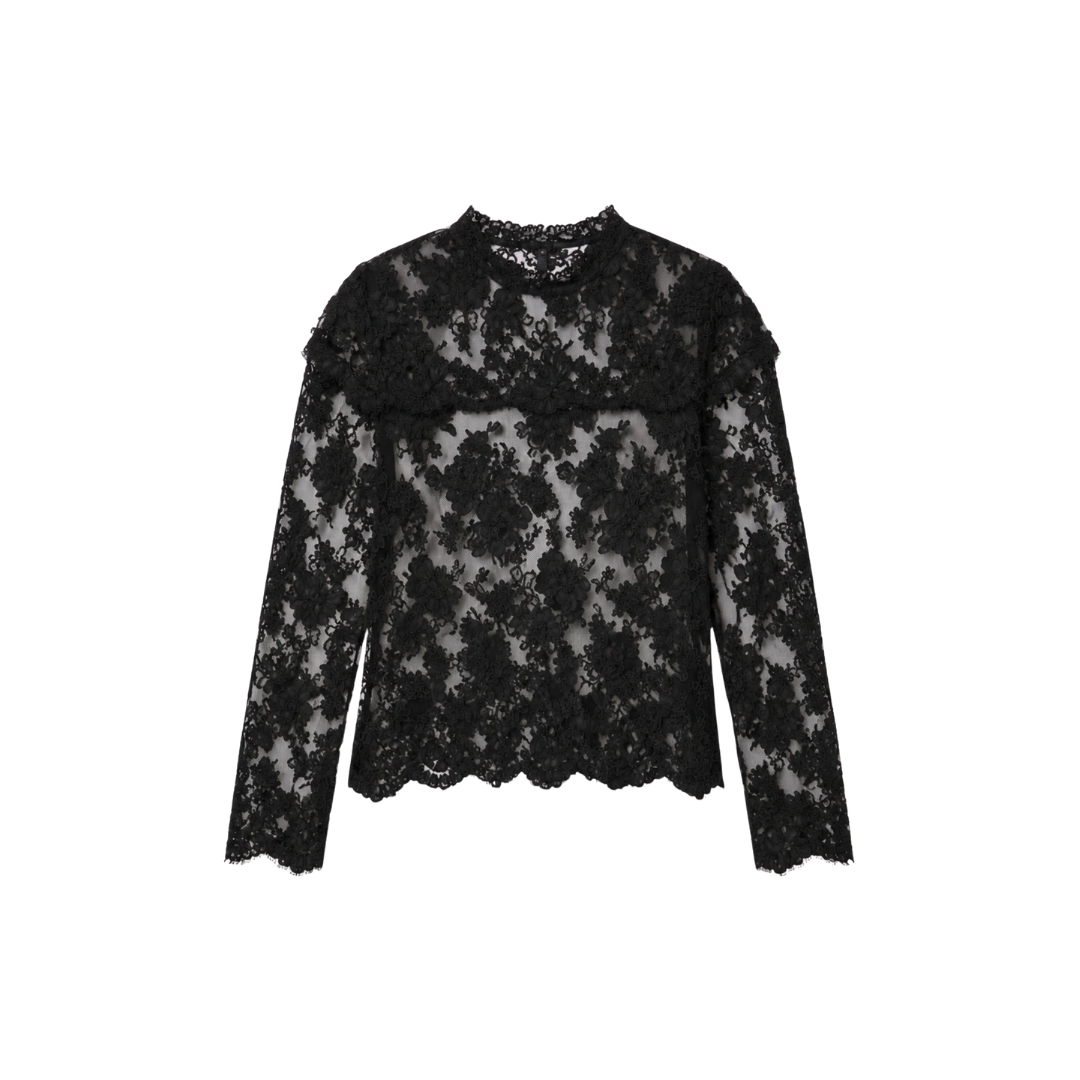 SEA NY KIRRA LACE TIE NECK TOP