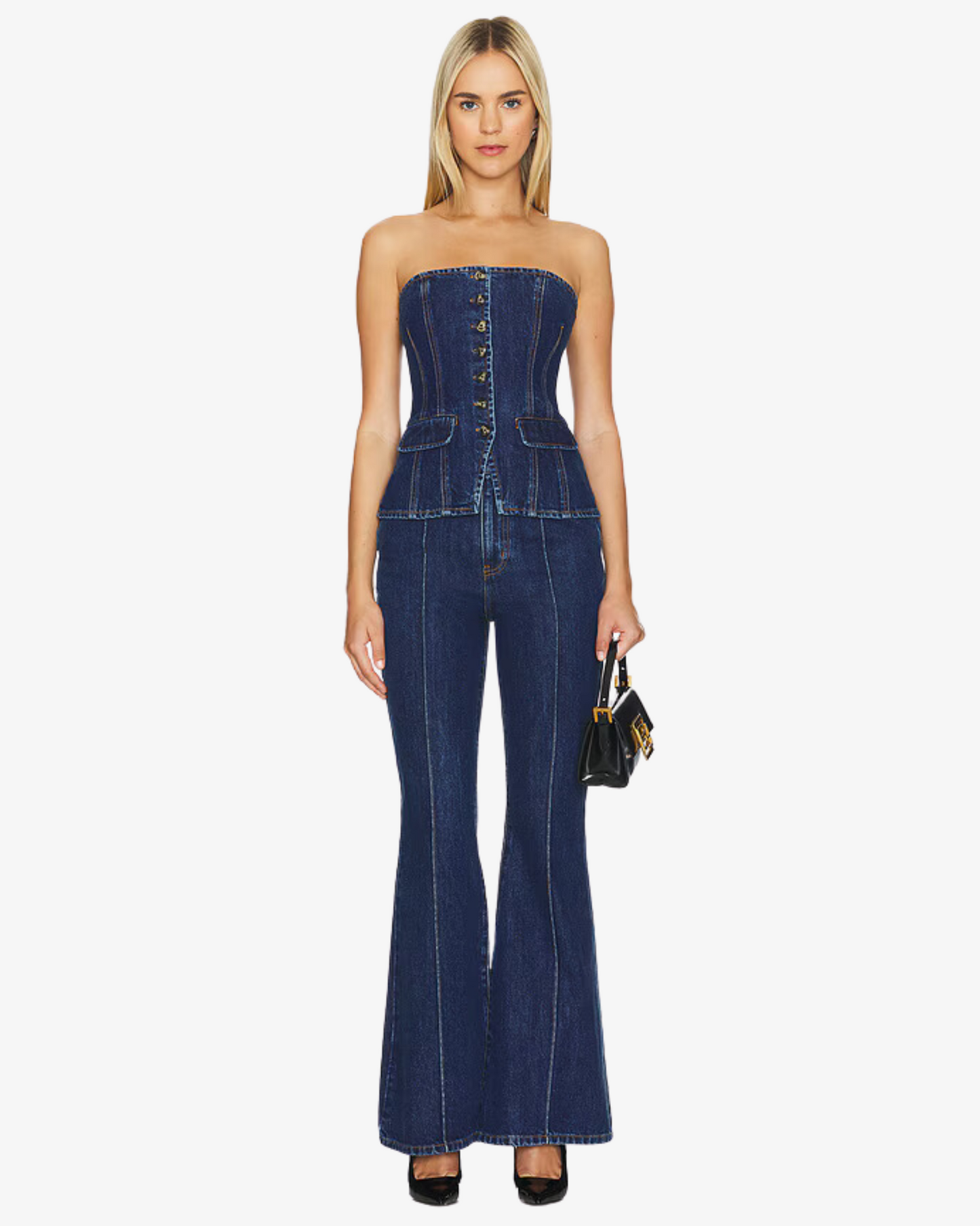 SELF PORTRAIT DENIM BANDOU JUMPSUIT