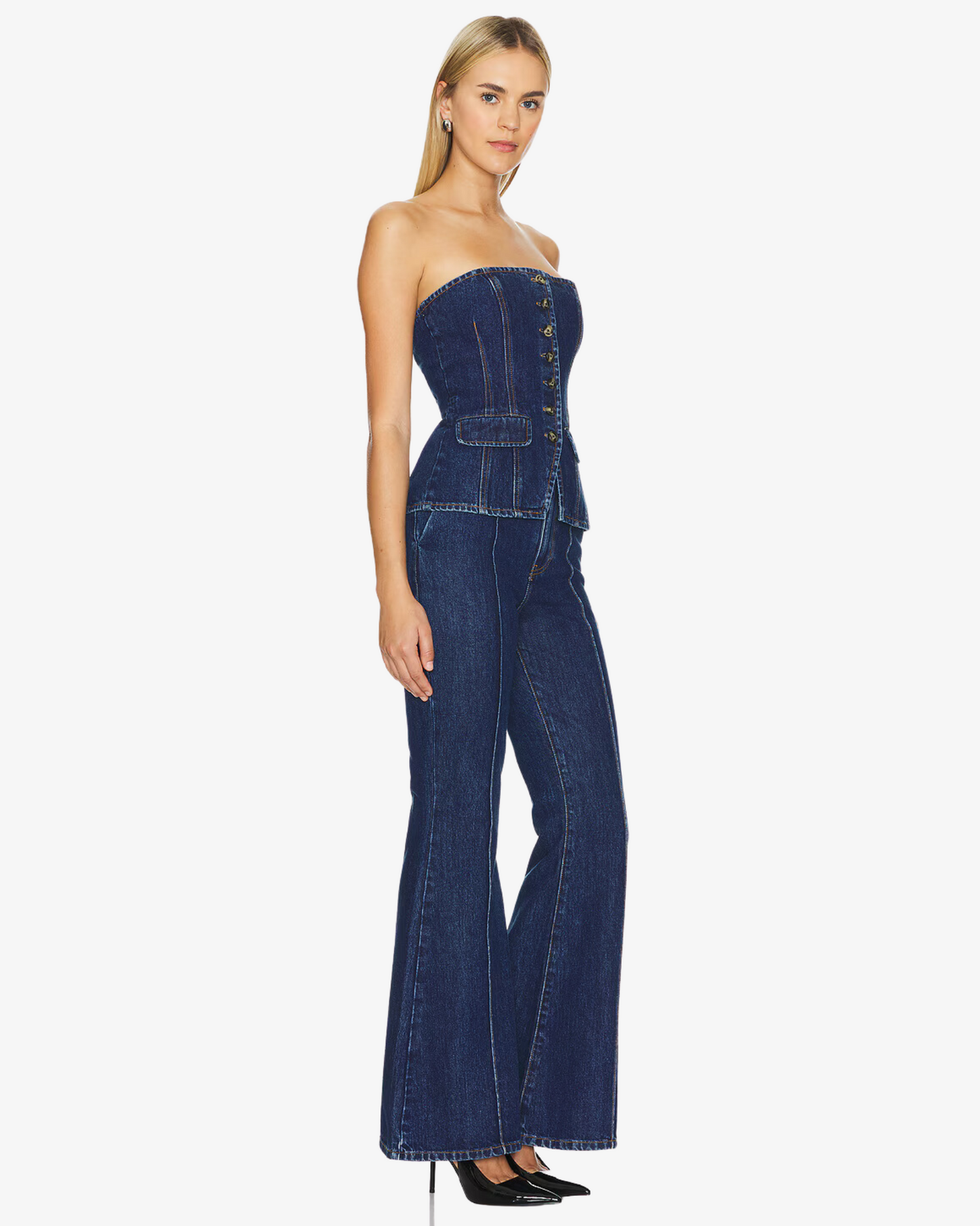 SELF PORTRAIT DENIM BANDOU JUMPSUIT