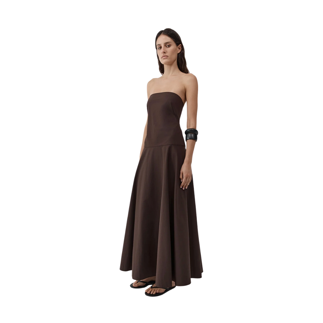 ST AGNI STRAPLESS ROULEAU DRESS