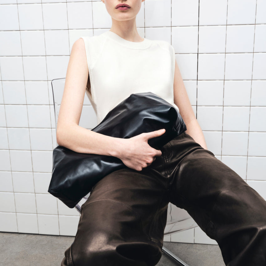 SIMKHAI WALDEN LEATHER BARREL PANTS