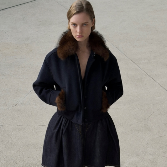 SELF PORTRAIT 121J FUR TRIM COAT