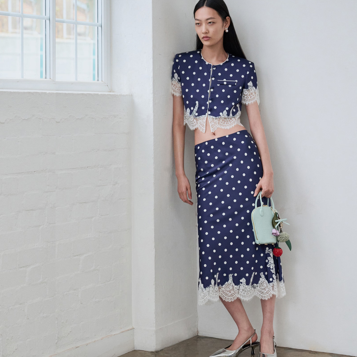 SELF PORTRAIT 083 DOT MIDI SKIRT