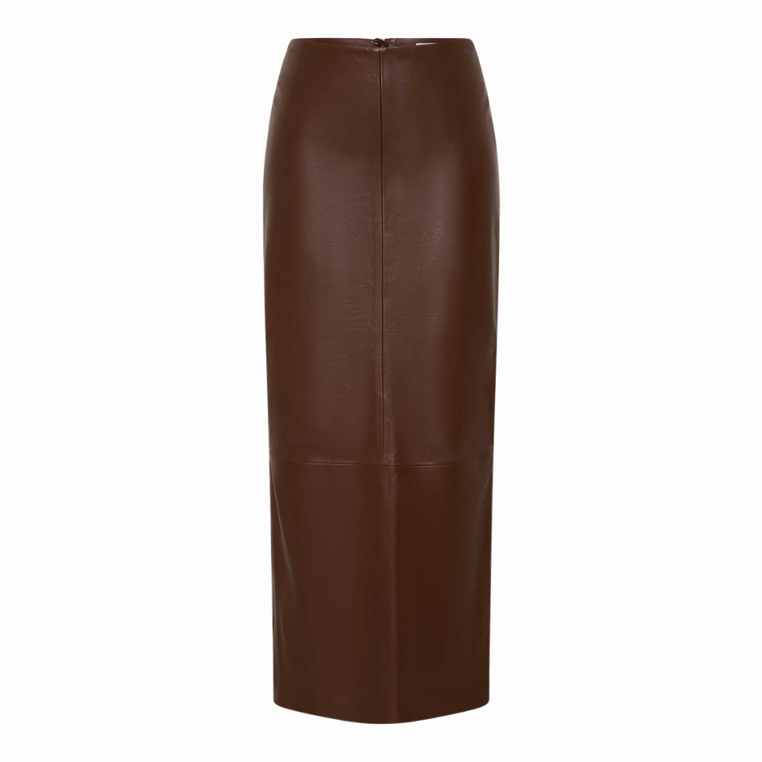 ST AGNI LEATHER COLUMEN SKIRT