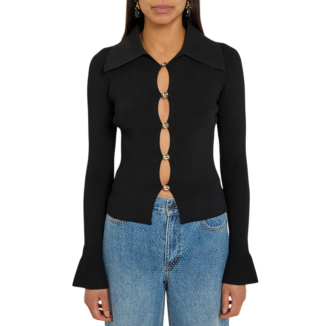 SELF PORTRAIT BLACK VISCOSE RIB