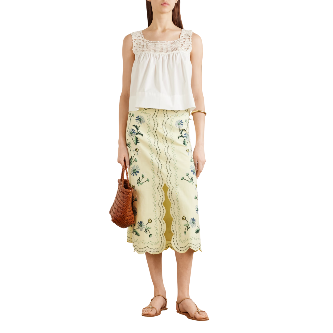 SEA NY AUDRA EMBROIDERY SKIRT