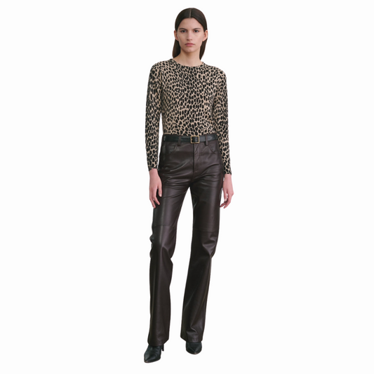 NILI LOTAN CASHMERE LEOPARD SWEATER