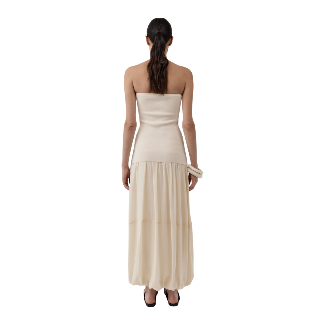 ST AGNI STRAPLESS BALLON HEM DRESS