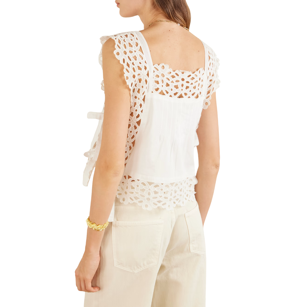 SEA NY LEILA EYELET SLVLESS TOP