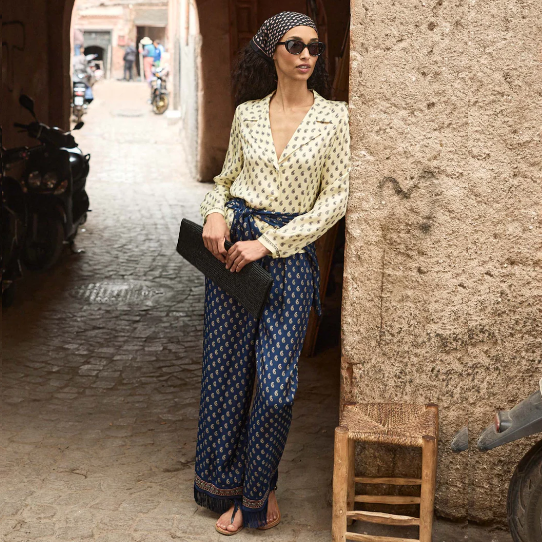 DOEN LAVON PANTS BLUE PAISLEY