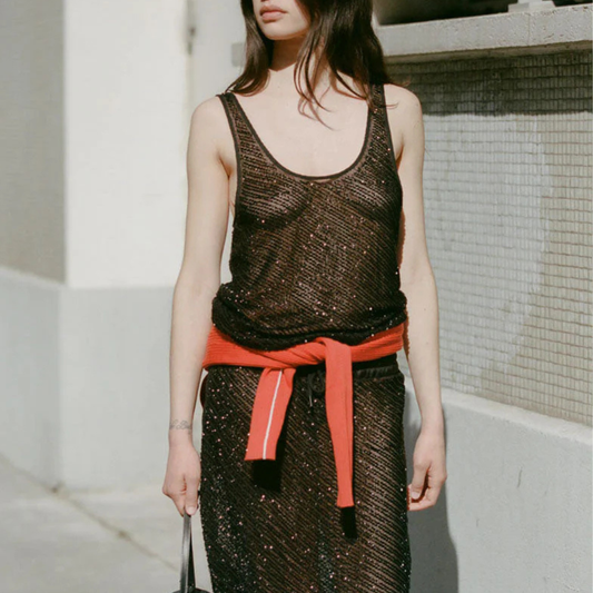 ST AGNI GLASS BEADED MESH TOP