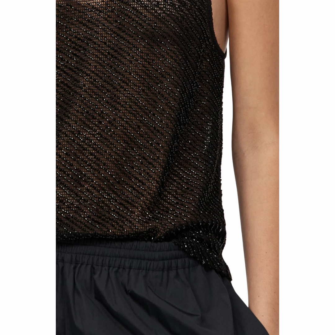ST AGNI GLASS BEADED MESH TOP
