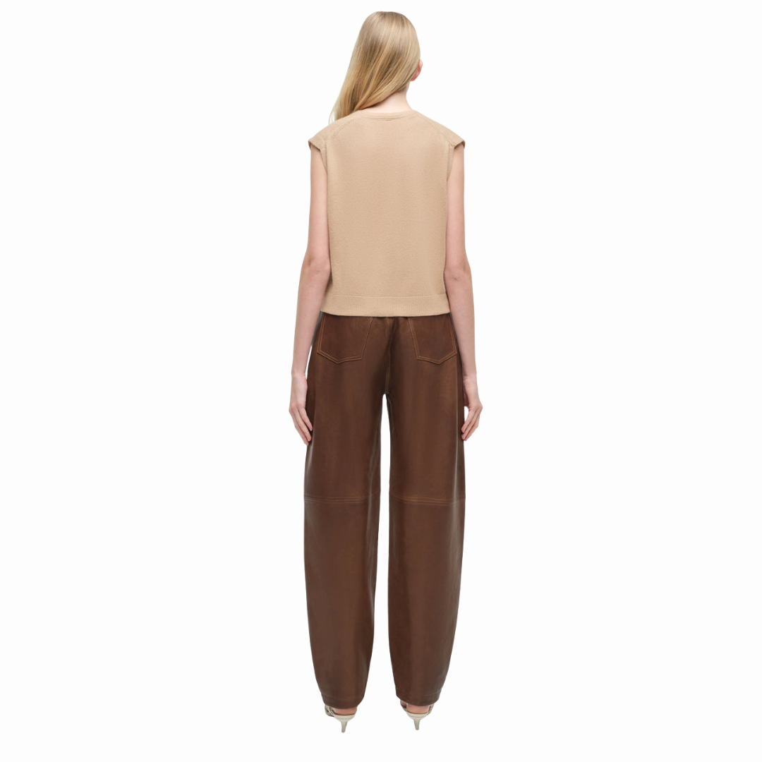 SIMKHAI WALDEN LEATHER BARREL PANTS