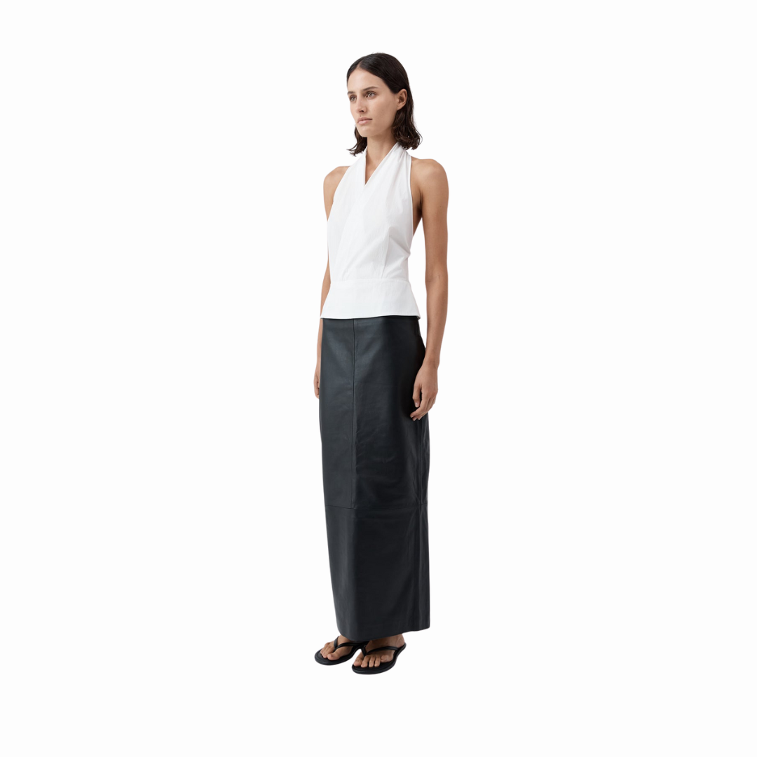 ST AGNI LEATHER COLUMEN SKIRT