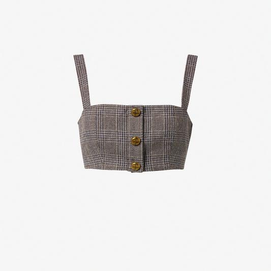 SELF PORTRAIT 100T CHECK CROP TOP