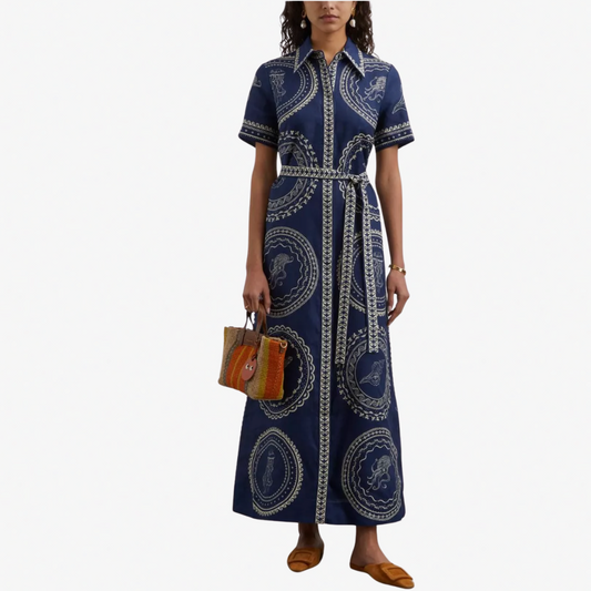 ALEMAIS OCEANE LINEN SHIRTDRESS