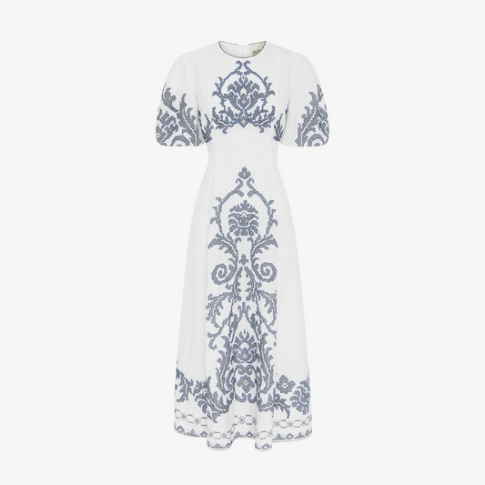 ALEMAIS HAZEL EMBROIDERED MIDI DRES