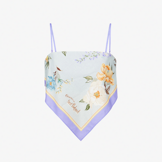 SELF PORTRAIT 142T FLORAL LINEN TOP