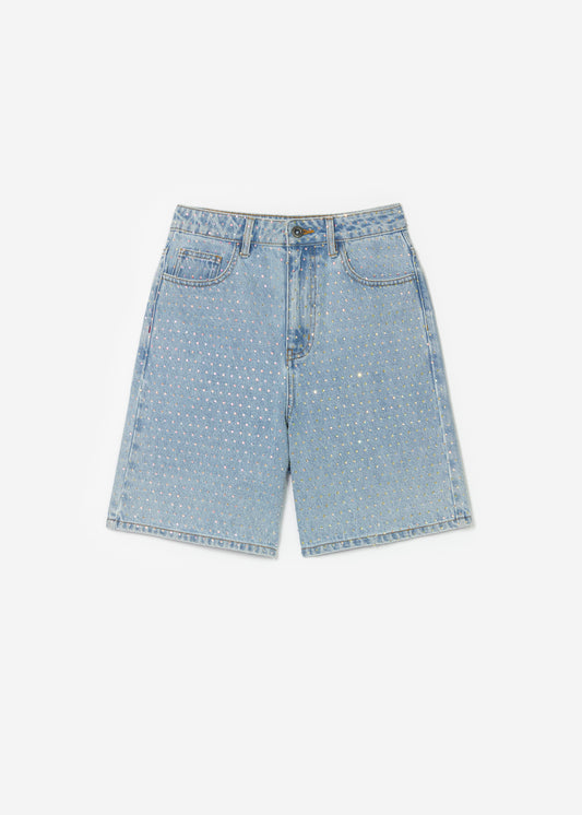 SELF PORTRAIT RHINESTONE DENIM SHOR